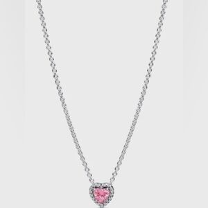 Pandora Pink Elevated Heart Halo Necklace 398425C02-45